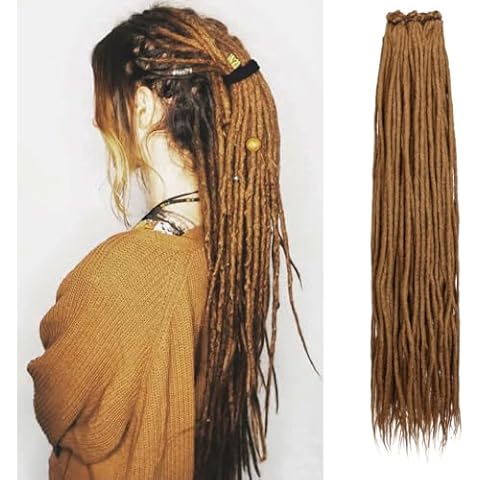 Kraler 36Inch 40 Strands Dreadlock Extensions, Honey Blonde Thin 0.6cm Width Synthetic Crochet Dreads Extensions 100% Handmade Single Ended Long Dreads Reggae Style Dreadlock for Worman Cover