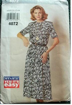 Amazon.com: Butterick See & Sew Pattern 4072 Misses Misses Petite Dress ...