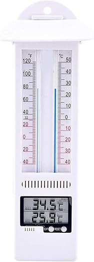 KSTC Max-Min Thermometer Analog &amp; Digital | Wide Digital Display for Room | Wall Hanging Temperature Meter with Hook | Hig