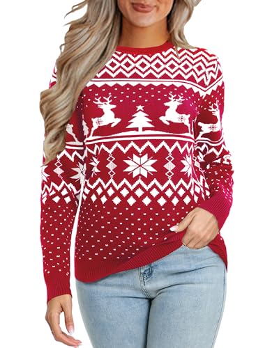 VEOMRI LUKCH Weihnachtspullover für Paare, Rentier, Schneeflocke,...