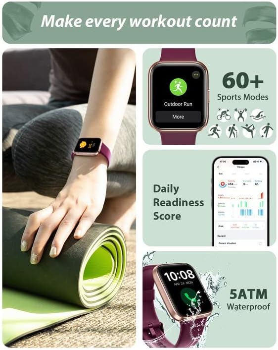 Smart Watch for Women, Answer/Make Call, Alexa Built-in 1.8 HD Fitness Watch with Heart Rate SpO2 Sleep Tracker, Ladies Smartwatch for iPhone Samsung Android, 120 Sport, 3ATM Waterproof Step Counter