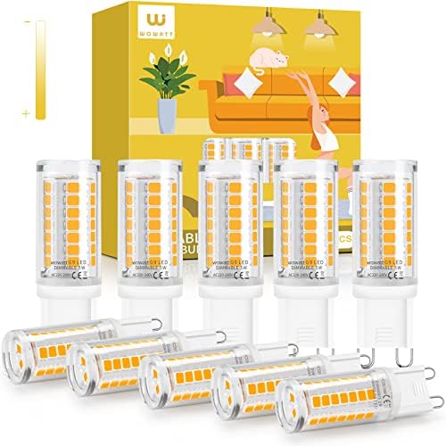 wowatt G9 LED Bulbs Warm White Dimmable 10 Pack, 5W LED G9 Bulbs Equivalent to 40W, 3000K 450LM, 360°Beam Angle No Flicker G9 Capsule Bulbs LED, AC 220-240V
