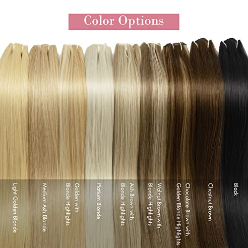 REECHO Clip in Hair Extensions, Hair Extensions Thick Long Lace Weft Lightweight Synthetic Hairpieces for Women (24 Inch-240 Gram(Pack of 5), Platinum Blonde) - Thumbnail 6