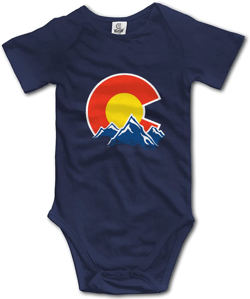 Poemsimai Colorado Mountain Infant Bodysuit Baby Boy Girl Short Sleeve Playsuit Outfits D-Navy