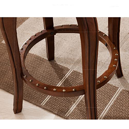 Tabouret de bar en cuir et bois massif rotatif de 61cm