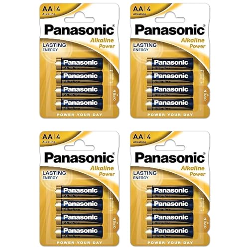 Panasonic Power LR6 AA 43741 - Pack de 4 Pilas alcalinas, Color Azul, Dorado