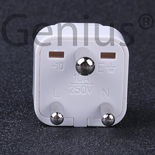 Genius® Adattatore presa spina universale da viaggio converte spine 2 e 3 poli di diversa tipologia in spine 3 poli tipo India (spine di tipo D) (India 3 poli - tipo D, Bianco) - 2