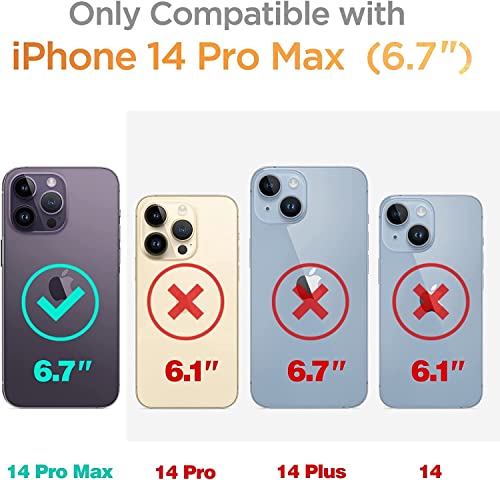 WDHD Designed for iPhone 14 Pro Max Magnetic Case Compatible with MagSafe, Tempered Glass Screen Protector/Camera Lens Protector/Wrist Strap Lanyard, Glitter Floating Liquid Cute Case (Diamond)