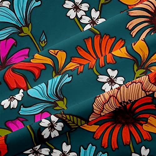 Couturebridal Dark Green Floral Duvet Cover King Size White Orange Botanical Bedding Set 3 Pieces Soft Microfiber Comforter Cover With Zipper Ties Gift For Men Women #TOP1