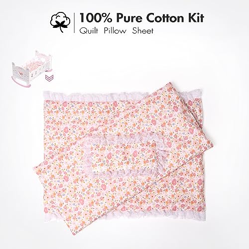 ROBUD Wooden Baby Doll Crib, Baby Doll Bed Toys, for Dolls Up to 18 Inch, Doll Accessories - with Mattress, Pillow, Quilt, Gift for Boys & Girls, Ages 3+ by ROBUD - Image 5