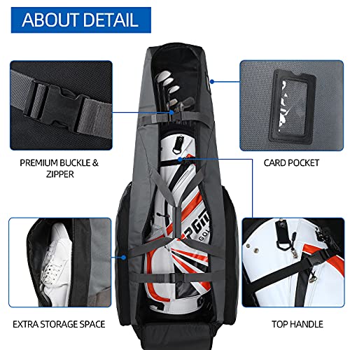 Turnway Padded Foldable Golf Travel Bag/Club Bag/Carry Bag/Case Cart Bag With Wheels, 1800D Polyester, Waterproof, Soft-Sided Spacial Size For Golf Gear Transportation (Grey) #TOP2