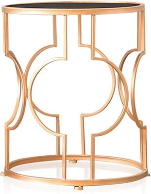 CAICOLOUR ノルディックアイアンスモールコーヒーテーブル、リビングルームソファサイドテーブル強化ガラスラウンドテーブル - ゴールド38 * 47cm / 48 * 49cm (サイズ さいず : 38*47cm)