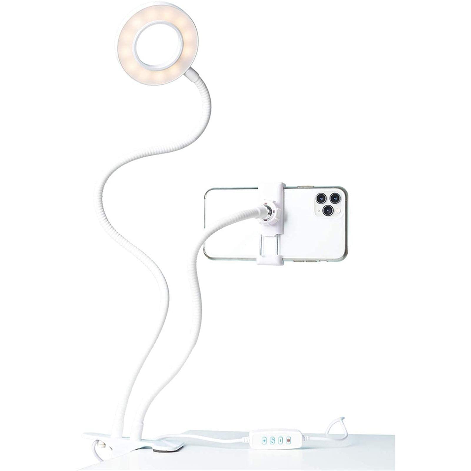 WLP Anillo de luz para Selfie, Base de Soporte para teléfono móvil, Brazo de luz Suave Ajustable, Soporte de llenado Redondo, luz de Anillo de fotografía LED para webcast, grabación de Video