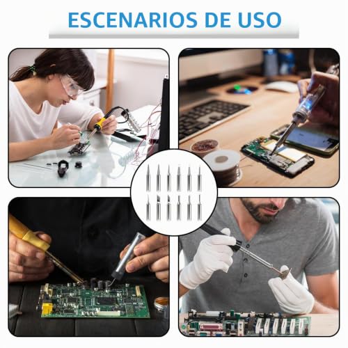 Miniatura 4 de 12 Puntas De Soldador 900m, Puntas De Repuesto Para Soldador De Estaño, Compatibles Con Hakko, Quick, Aoyue, Para Estaciones De Soldadura, Pistolas De Soldar, Soldadura Electrónica Y Bricolaje
