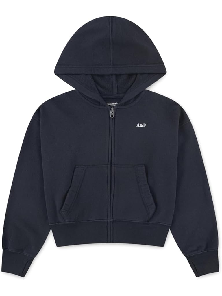 Black Abercrombie & Fitch Essential Full Zip Hoodie (Big Kid)