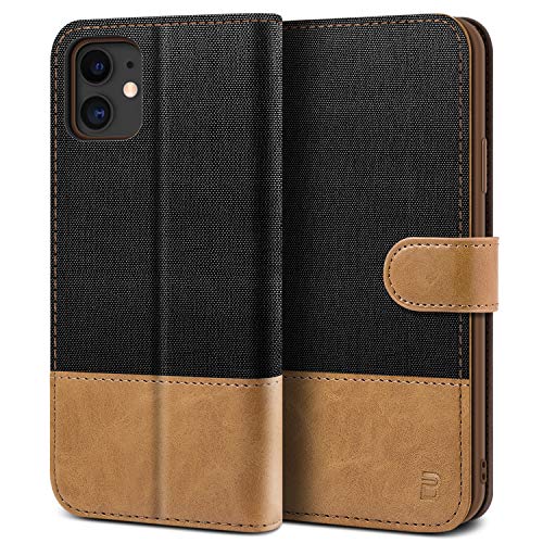 BEZ Funda iPhone 11, Carcasa para iPhone 11 Libro de Cuero con Tapas y Cartera, Cover Protectora con Ranura para Tarjetas y Billetera, Cierre Magnético, Negro