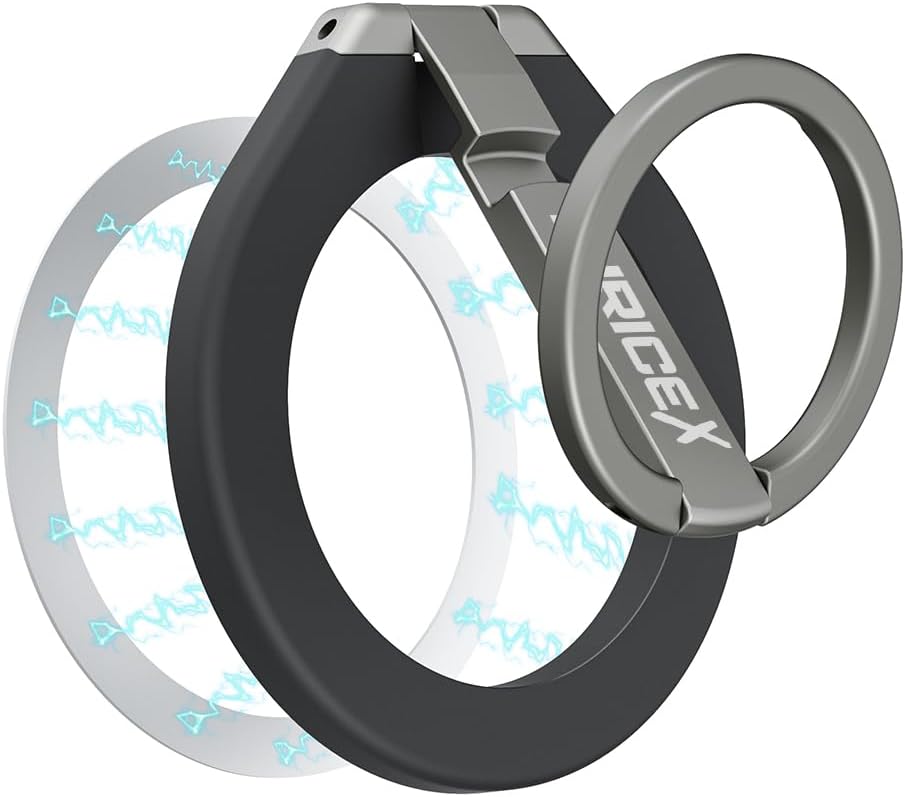 Magnetic Phone Grip with Adjustable Ring Holder and Finger Kickstand Loop