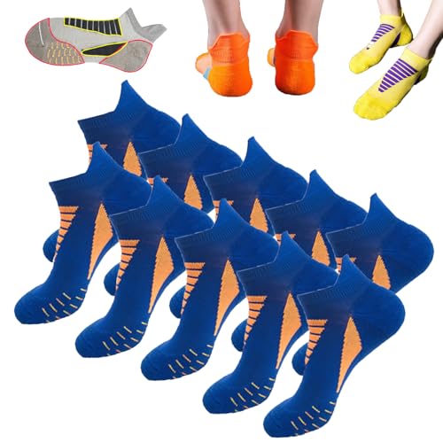 FETNHU Hywell Men's Thick Padded Athletic Ankle Socks 5 Pairs, Hywellstore Men's Thick Padded Athletic Ankle Socks (5Pairs Blue)