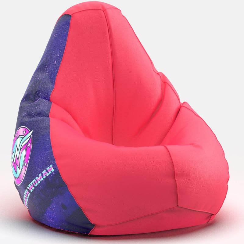 Image of Biggie Bean Bag 4XL Bean Bag Chair with Beans Filled-Perfect for Living Room,Bedroom,Study-Sale Design(Printed - Wondr Woman-Wondr Womanww-7-Pnk)-Faux Leather