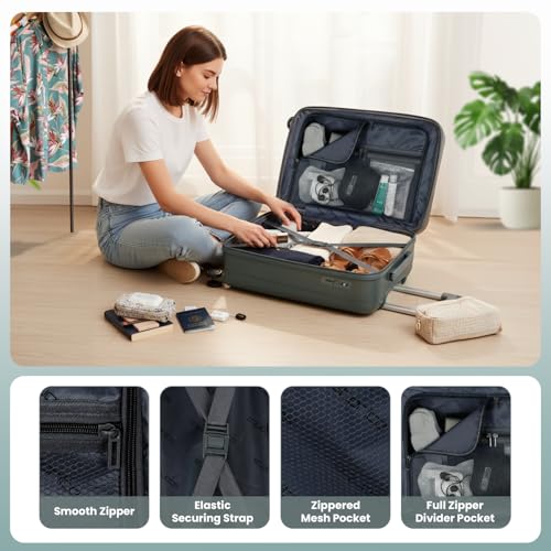 Image of Storite Trolley Suitcae Bag Hard-Sided Polycarbonate with TSA Lock & 8 Durable Double Side Wheel Lightweight for Travel (Cabin - 20 Inch)