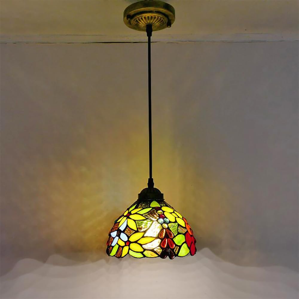 SXWNBIFH European Color Glass Chandelier Vintage Creative Pendant Lamp Home Restaurant Bar Hotel Corridor Bedroom BedHead Pendant Lamp (K D20CM)