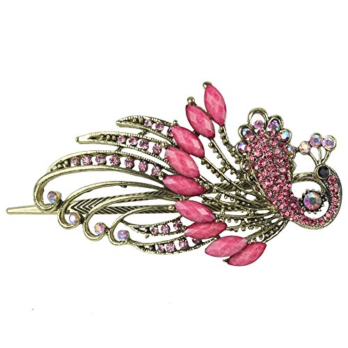 Lovely Vintage Crystal Peacock Hair Clip Hair Pins,Roseo