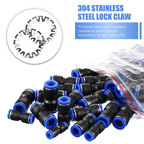 Konohan 100 Pieces Air Hose Fittings Air Line Fittings Straight Push To Link 4 6 8 10 12 Mm Quick Release Pneumatic Connectors Plastic Straight Tube Connector Push To Connect Fittings For Tube thumb #4
