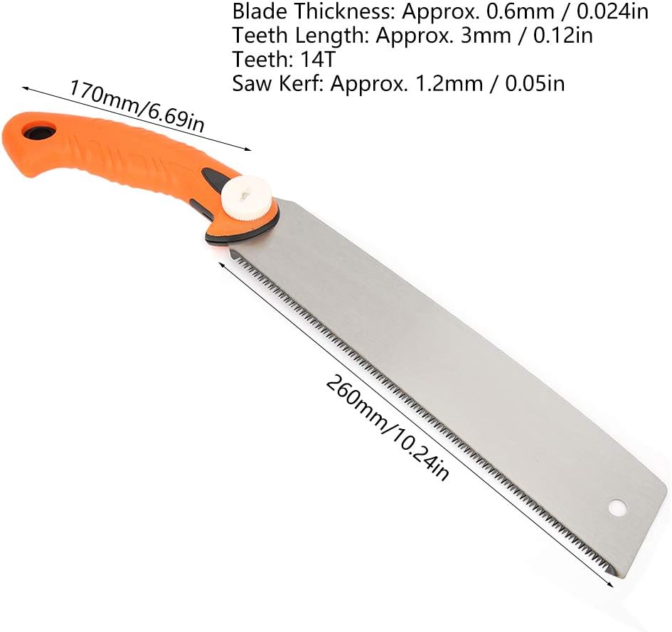 Garosa Hand Saw Woodworking 10 inch Portable Saw Anti Slip Anti Rust Hand Flush Cut Pull Saws Fine Tooth Woodworking Saw for Woodworking Manual Cutting Tools