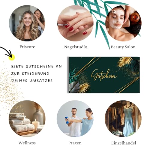 heaven+paper 50 Blanko Gutscheine mit Umschlägen zum Ausfüllen Geschenkgutschein für Restaurant, Massage, Nagelstudio, Friseur, Beauty, Einzelhandel, B2C (Jungle)