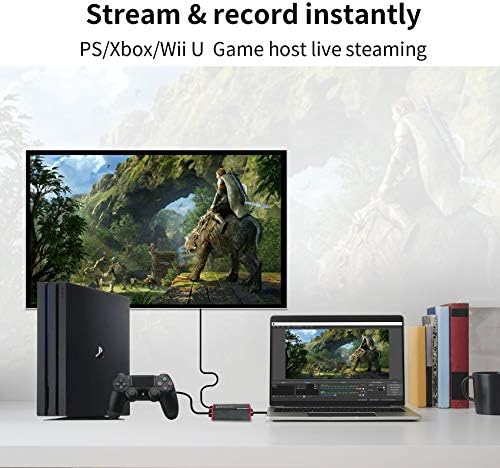 TreasLin USB Capture Card,1080P@60fps Video Game Capture Card Live Streaming for PS4 Switch Wii U DSLR Xbox on OBS,XSplit,Twitch,YouTube Support Windows,Mac,Zero Latency HDMI Loopout