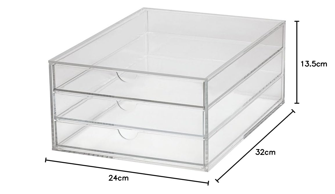 Maul - Cajonera (acrílico, DIN A4, 3 cajones), transparente