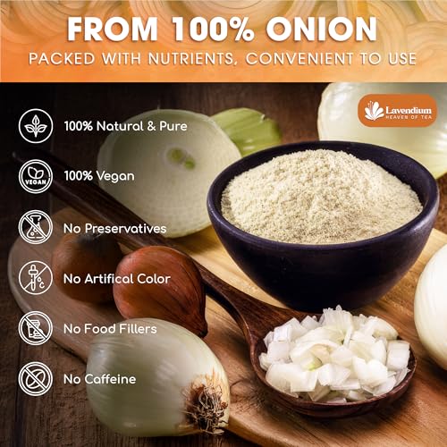 Image of Lavendium, Premium 25oz Onion Powder, 100% Natural & Pure Ground Onion, No Additives or Preservatives, Non-GMO, Plant-Based & Vegan, Perfect for Soups, Sauces, Seasoning & Marinades