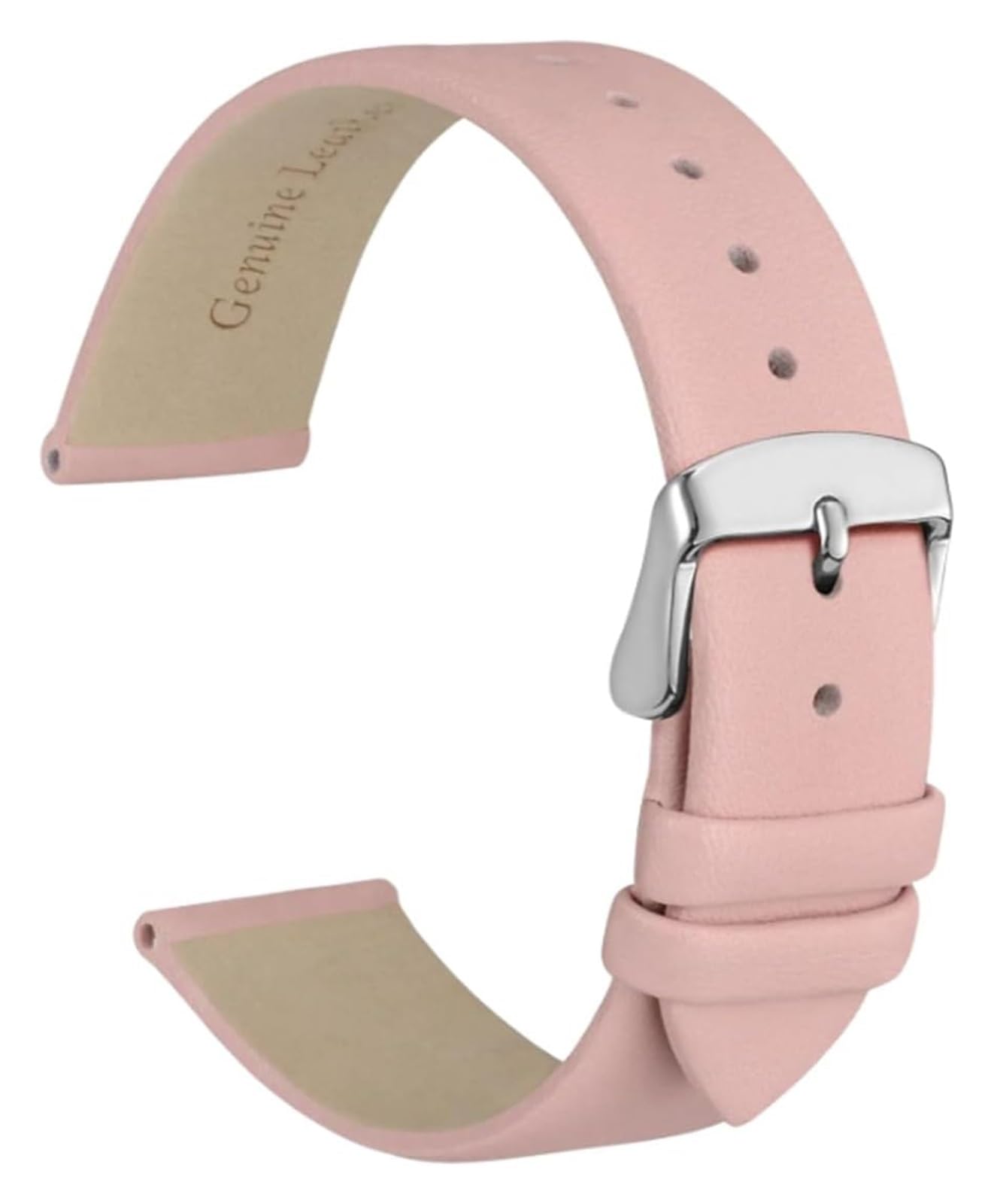 Bracelet de montre cuir interchangeable 18 mm rose ultra fin