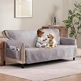 Water Repellent and Non Slip Couch Covers: crafted from super soft and water-repellent microfiber fabric, which can not only safeguard your sofa with all-around protection but also allow liquids like coffee or juice to bead up and roll off without soaking into the sofa, keeping your couch dry and clean; our sofa slipcover is designed with two anti-slip elastic bands and non-slip silicone on the back side, ensuring a snug fit that stays in place and preventing slipping and sliding