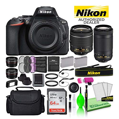 Nikon D5600 24.2MP DSLR Digital Camera with 18-55mm and 70-300mm Lenses (1580) USA