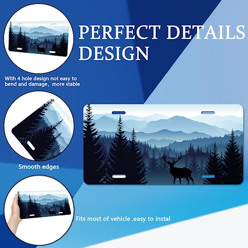 License Plate Mountain Landscape Decorative Front License Plate Cover,Aluminum Novelty License Plate, Vanity Tag, Metal License Plate, 6"X12"