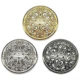 EffiFish 10 botones huecos de metal tallado para costura, cierres redondos de aleación decorativa para chaquetas, trajes, suéteres y proyectos de manualidades (dorado, 20 mm)