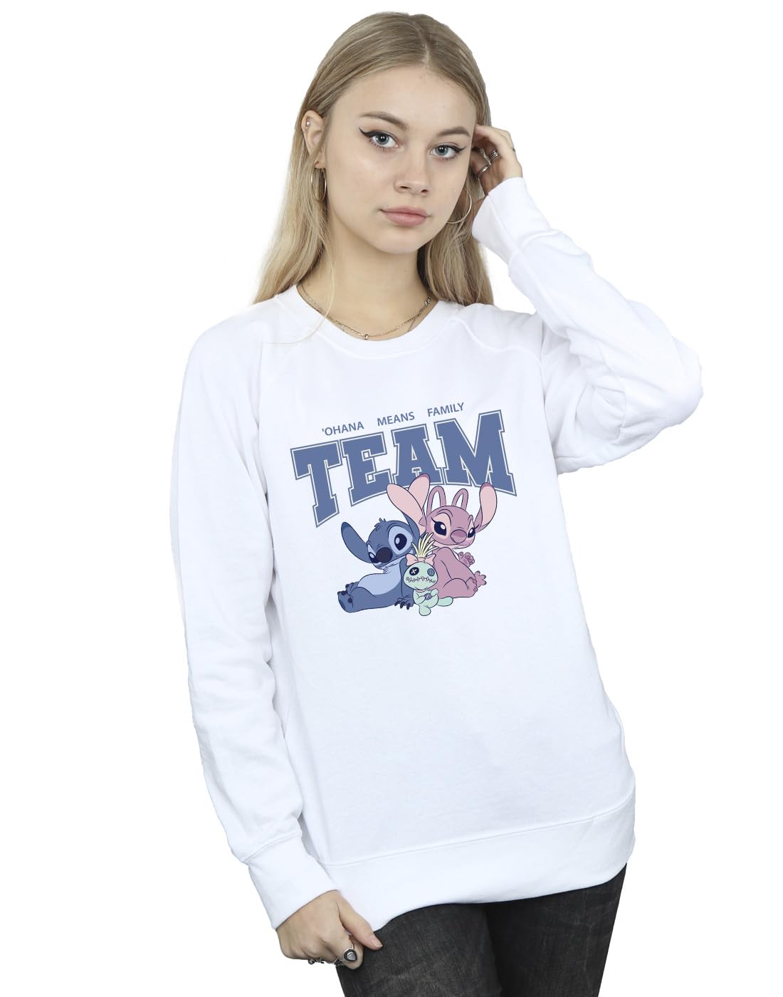 Disney Women's Lilo & Stitch Ohana Means Family Sweatshirt White XXXXX-Large