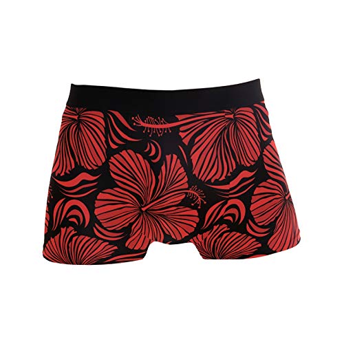 Zzkko MBBG64182523P260C296S501 Red Hibiscus Floral Mens Boxer Briefs Underwear Breathable Stretch Boxer Trunk cover