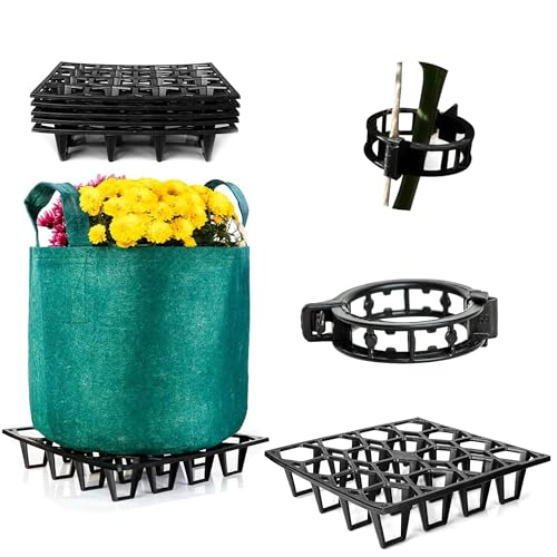 Cannrise Pot Holder Plant Stand – 5-Pack Plant Stand Indoor and Outdoor for Pots and Grow Bags with 50 Clips – Heavy Duty Stand Supports 75kg/165.3lb – Improves Drainage and Aeration