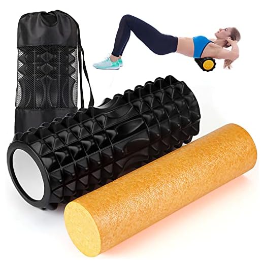 2-en-1 Rodillo de Espuma para Masaje de Tejido Profundo, Rodillo Masaje Muscular para Liberación Miofascial y Alivio de Dolores Musculares, Foam Roller para Masajes Musculares, Fitness, Yoga, Pilates