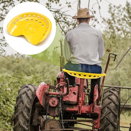 Image of MorningRo 2 Pcs Metal Tractor Seat Vintage Tractor Seat for Lawnmower, Forklift, Farm, Home or Bar Stool (Yellow)