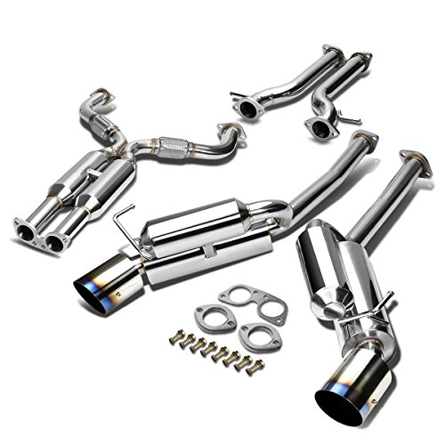 Auto Dynasty 4.5 Inches Dual Burnt Muffler Tip Catback Exhaust System Compatible with Nissan 370Z 2009-2019, Stainless Steel