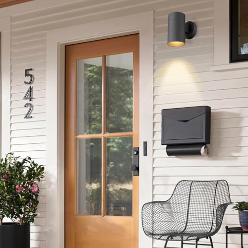 Image of Ken & Ricky Modern Outdoor Wall Sconce Lights,Cylinder,Black ,2 Pack
