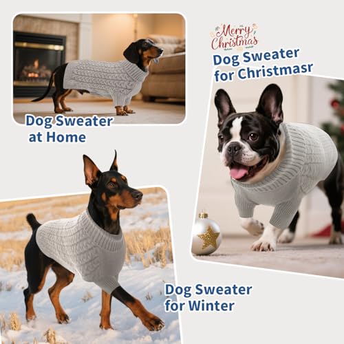 ASENKU Hundepullover Kleine Hunde M, Gestrickt Hundepullover Winter Warm mit Geschirr öffnung, Waschbar Rollkragen Strickpullover Hundepulli mit Beinen für Französische Bulldogge, Boston Terrier