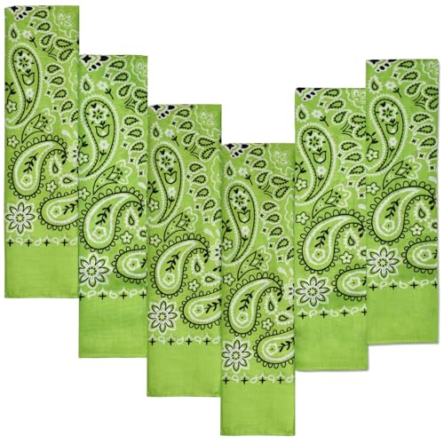 Every-ville Bandana/Foulard 100% coton - 6 pack - vert clair - 55 x 55 cm