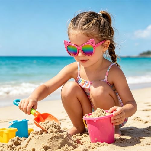 Image of Kids Sunglasses for Girls with Eyeglasses Case for Party Beach Dress Up Glasses