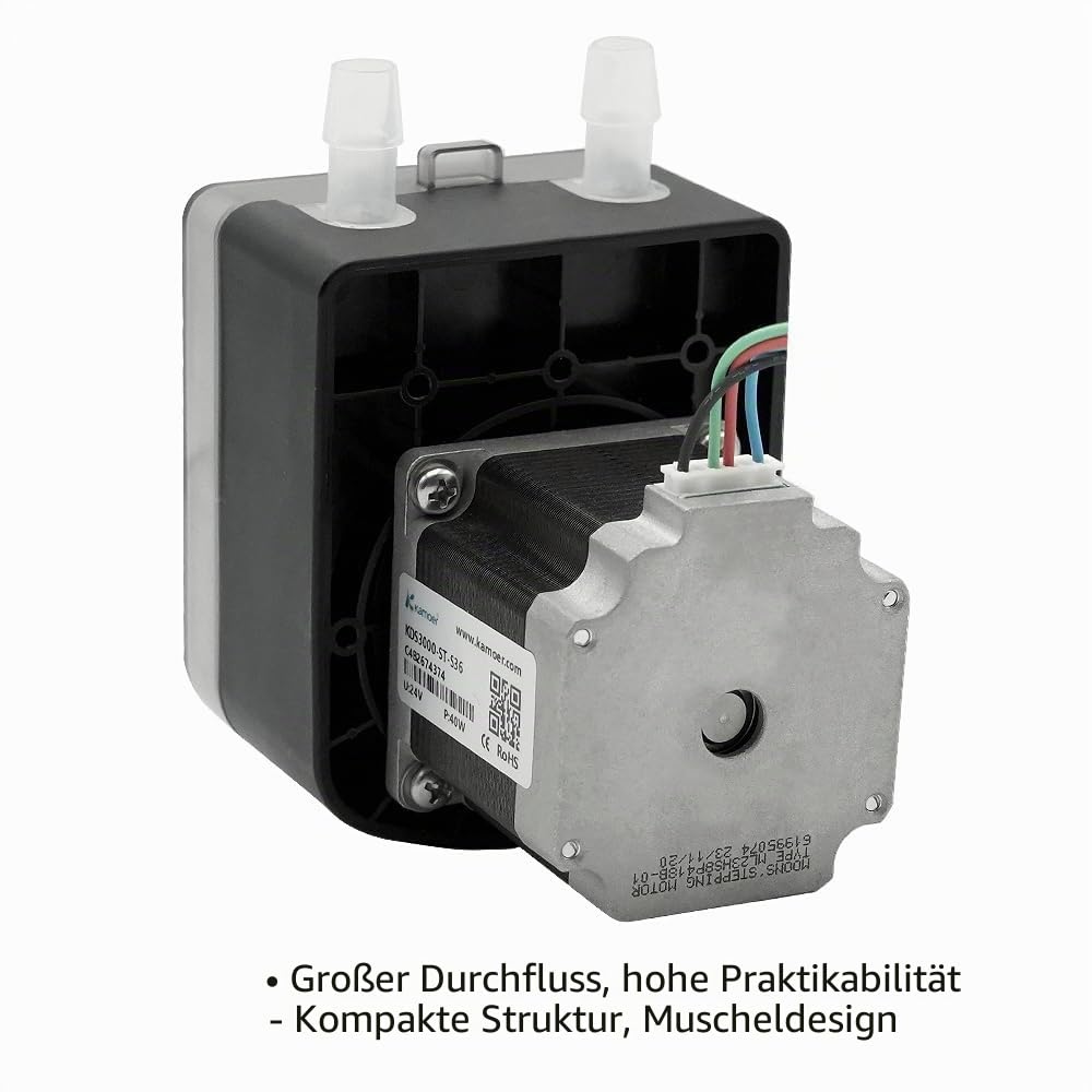 Kamoer KDS3000-ST Peristaltikpumpe, 24 V, hohe Durchflussmenge, langlebige und hochpräzise Dosierpumpe mit Schrittmotor und einstellbarer Geschwindigkeit von 0 bis 1800 ml/min für Labore und Fabriken
