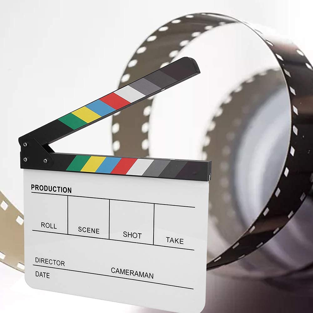Clap de Réalisateur en Plastique Acrylique 30 x 25 cm - Clap Professionnel pour Tournage Film Vidéo - Accessoire Cinéma Directeur Technique