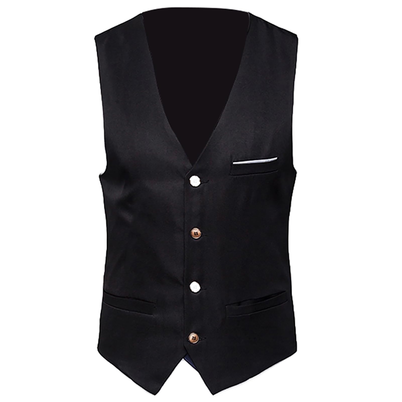 ulafbwur Men's Vest Plus Size Formal Men Solid Color Suit Vest Single Breasted Business Waistcoat, Black, XXXXXXL